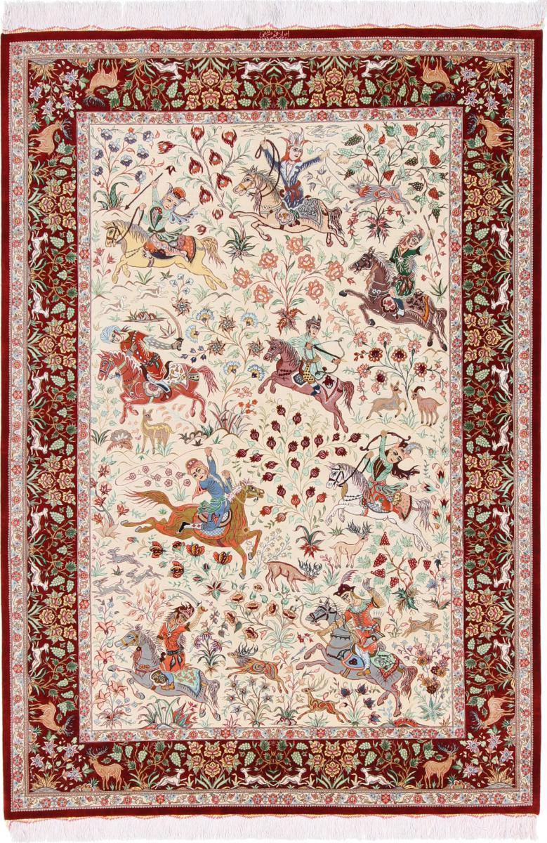 «Hunting» pattern in handwoven carpet